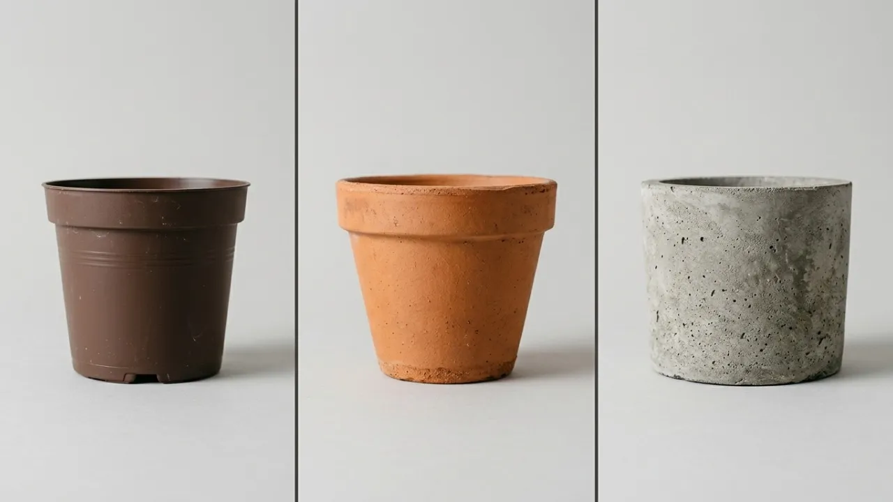 Vasos de diferentes materiais lado a lado.