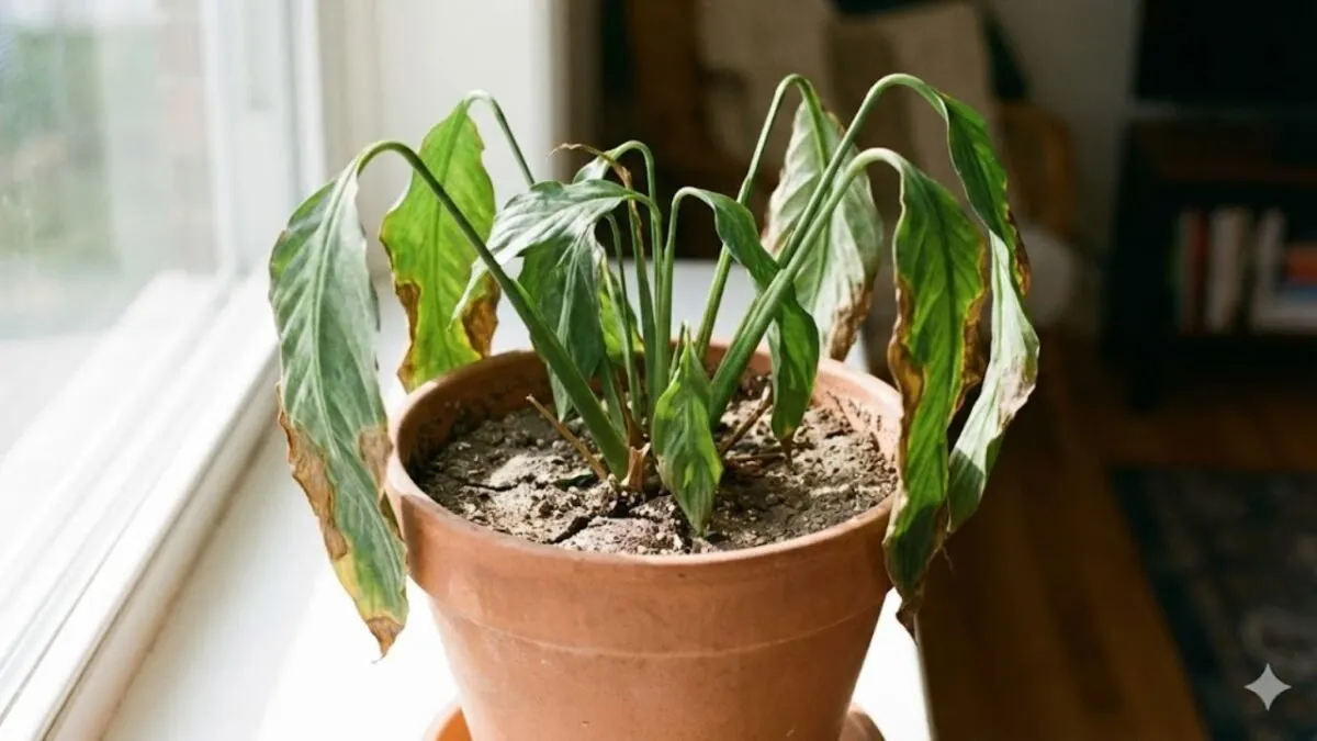 Coleção de plantas com folhas grandes e saudáveis em um ambiente interno ensolarado.